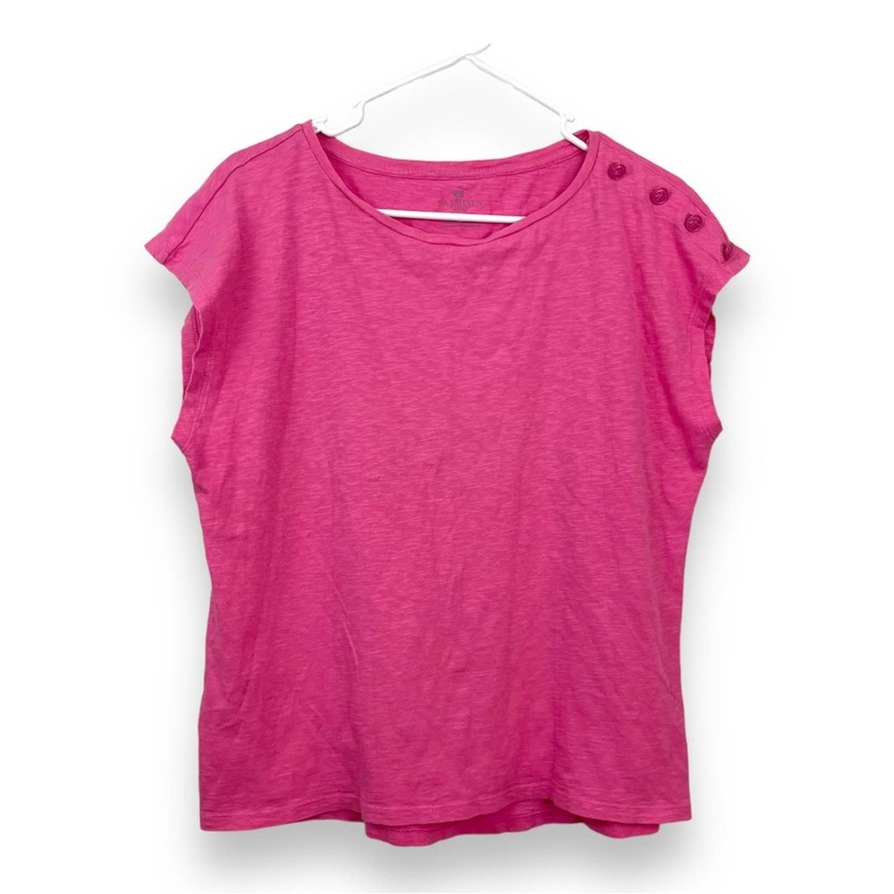 Talbots Short Sleeve Hot Pink Tee Blouse Office Casual Fuchsia Petite